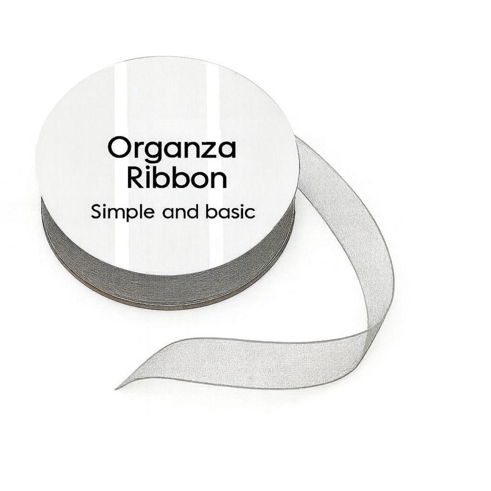 Pe Ribbons Grey Organza Ribbon (8mmx10m) - Scrappegarasjen AS